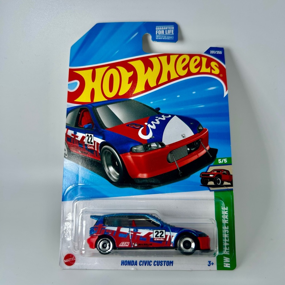 2025 Hot Wheels HW REVERSE RAKE Honda Civic Custom Red & Blue NEW 5/5 201/250